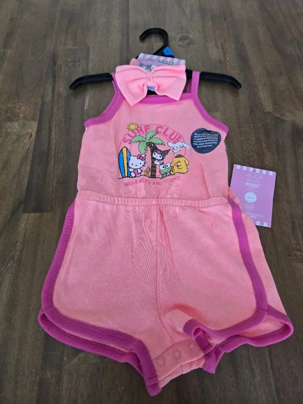 Hello Kitty & Friends Baby Girls Graphic Romper W/ Matching Bow Headband 24 MON